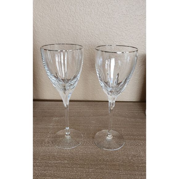 Lenox Crystal Firelight Platinum Water Goblets Set of 2 - Picture 6 of 13